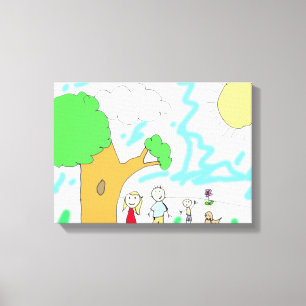 Voeg het kinderkunstwerk hieraan toe canvas afdruk
