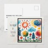 Voeg het kunstwerk van uw kind toe aan deze Kerstm Briefkaart (Voorkant / Achterkant)