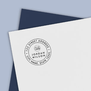 Voeg het Ronde Dubbele Adres van de Grens Moderne Zelfinktende Stempel