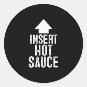 Voeg Hete Saus Halloween Wijzende Pijl Naar Mond Ronde Sticker