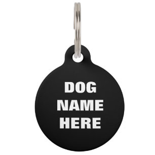 Voeg Hond Naam Telefoon Etc toe, Witte Tekst op Zw Huisdierpenning