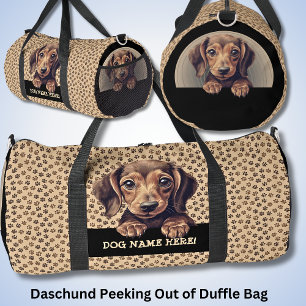Voeg hondennaam of Jouw naam toe, Daschund + Paws Plunjezak