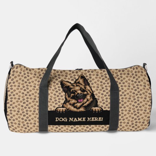 Voeg hondennaam of Jouw naam toe, Duitse herder + Plunjezak (Voorkant)