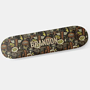 Voeg Initiaal toe, Gym Life Collage Brown Skateboard