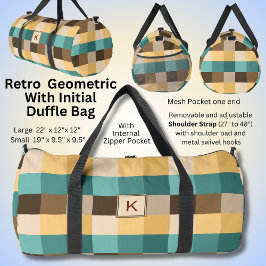 Voeg Initiaal toe, Retro Abstract Squares Groen Br Plunjezak