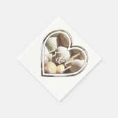 Voeg Initialen en datum zeehells hart toe, strand  Servet (Hoek)