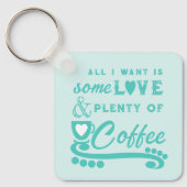 Voeg initialen munt toe aan liefde en koffie sleutelhanger (Voorkant)