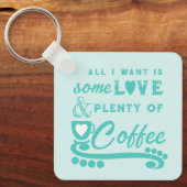 Voeg initialen munt toe aan liefde en koffie sleutelhanger (Voorkant)