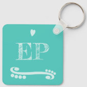 Voeg initialen munt toe aan liefde en koffie sleutelhanger (Achterkant)