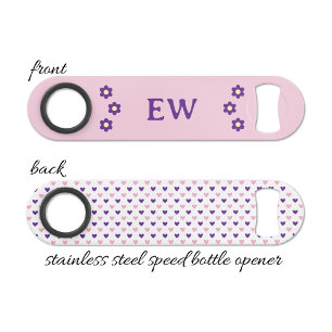 Voeg initialen paars en roze toe speed flessenopener