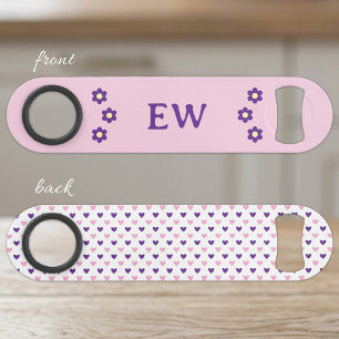 Voeg initialen paars en roze toe speed flessenopener