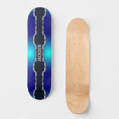 Voeg Initialen toe, Metallic Black Shine Blue Lijs Skateboard (Voorkant)