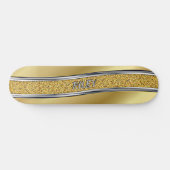 Voeg Initialen toe, Metallic Gold Silver Curved Sk Skateboard (Horizontaal)