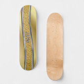 Voeg Initialen toe, Metallic Gold Silver Curved Sk Skateboard (Voorkant)