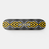 Voeg Initialen toe, Metallic Silver Yellow Black Skateboard (Horizontaal)