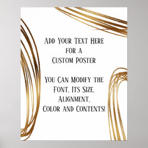 Voeg je aangepaste tekst gouden metalen breukstrep poster