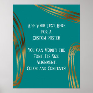 Voeg je aangepaste tekst toe met Gold Ovalen Blauw Poster
