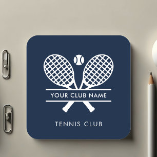 Voeg je clubnaam Tennis Icons Navy Blue toe Vierkante Sticker