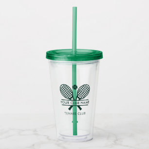 Voeg je clubnaam Tennis Sports Green toe in elke g Acryl Drinkbeker