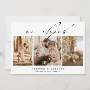 Voeg Je Eigen 4 Foto Elegante Trouw Elopement Kaart