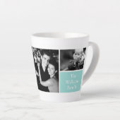 Voeg je eigen 4-fotogalerie en Mint Monogram toe Latte Mok (Rechterhoek)