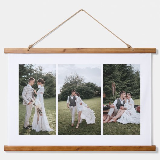 Voeg je eigen aangepaste fotocollage 3 toe hangend wandkleed (Voorkant)