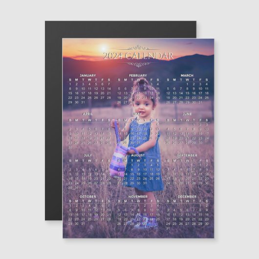 Voeg je eigen foto 2024 kalender | Magnetische Kaa (Voorkant / Achterkant)