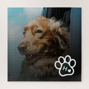 Voeg je eigen foto hond huisdieren monogram legpuz legpuzzel