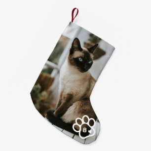 Voeg Je Eigen Foto Kat Huisdieren Monogram toe Kleine Kerstsok