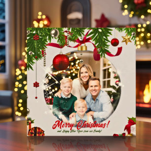 Voeg Je Eigen Foto Kerst Ornament Kaart Toe!