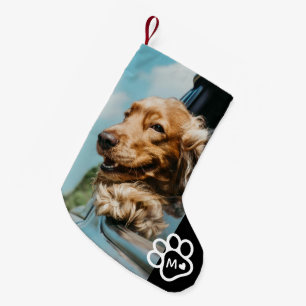 Voeg Je Eigen Foto Toe Hondenhuisdieren Monogram Kleine Kerstsok