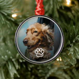 Voeg Je Eigen Foto Toe Hondenhuisdieren Monogram Metalen Ornament
