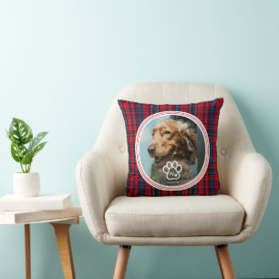 Voeg je eigen foto van hondenhuisdieren Monogram n Kussen