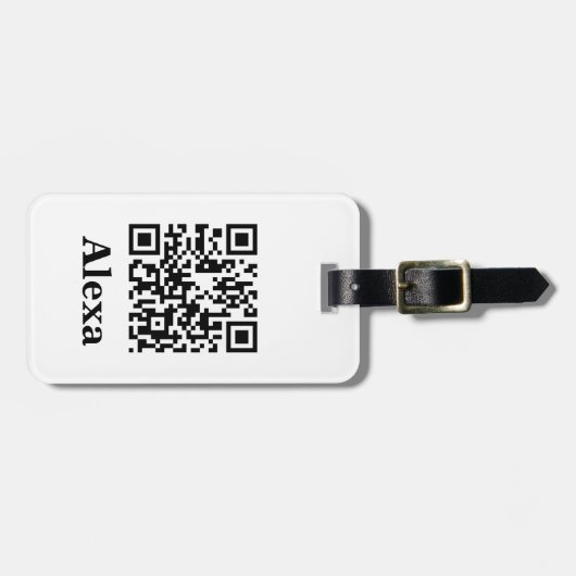 Voeg je eigen QR-code Scannen Minimale Eenvoudige Bagagelabel (Voorkant horizontaal)