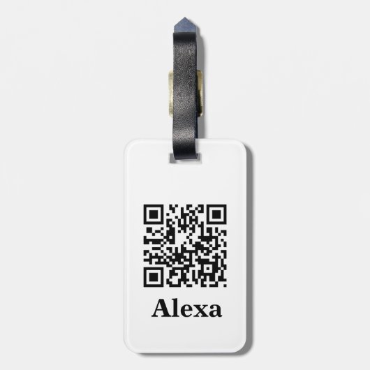 Voeg je eigen QR-code Scannen Minimale Eenvoudige  Bagagelabel (Achterkant verticaal)
