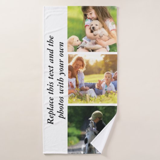Voeg je eigen tekst en foto's toe badhanddoek (Badhanddoek)