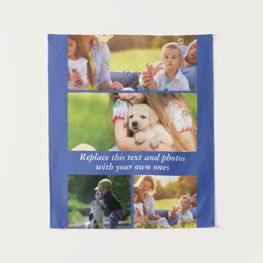 Voeg je eigen tekst en foto's toe wandkleed (Voorkant)