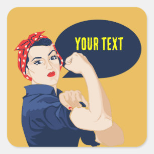 Voeg je eigen tekst toe aan de rosie riveter vierkante sticker