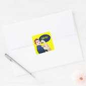 Voeg je eigen tekst toe aan rosie riveter vierkante sticker (Envelop)