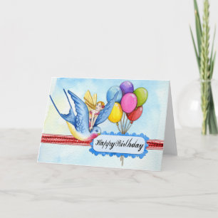 Voeg je eigen tekst toe: Fairy and Bird Kaart