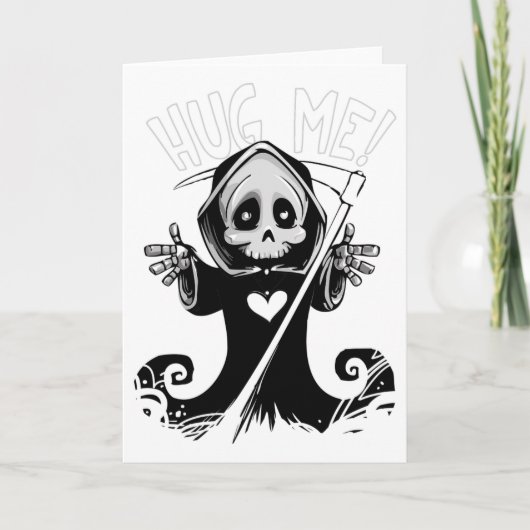 Voeg je eigen tekst toe: Grim Reaper Hug Kaart (Voorkant)