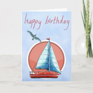 Voeg je eigen tekst toe: Zeilboot Birthday Kaart