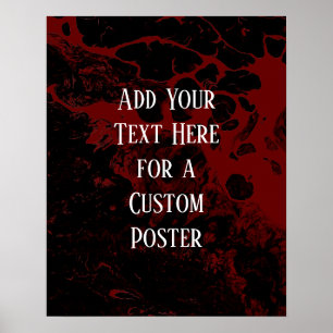 Voeg je eigen tekst toe Zwart & Bourgondisch marme Poster