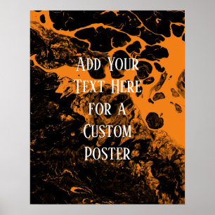 Voeg je eigen tekst toe Zwart & Helder Oranje marm Poster