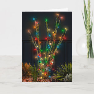 Voeg je familiefoto toe binnen, gloeiende Ocotillo Feestdagen Kaart