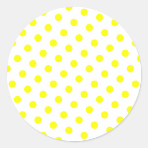 Voeg je favoriete kleur toe aan gele polka stippen ronde sticker