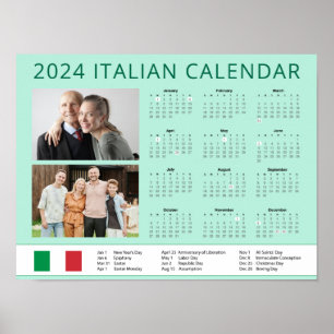 Voeg je foto 2024 italiaanse kalender met Feestdag Poster
