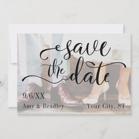 Voeg je foto, Elegant Script, Sla de datum op Save The Date (Voorkant)