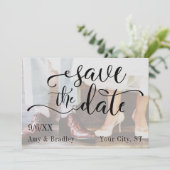Voeg je foto, Elegant Script, Sla de datum op Save The Date (Staand voorkant)
