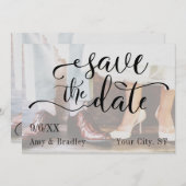 Voeg je foto, Elegant Script, Sla de datum op Save The Date (Voorkant / Achterkant)